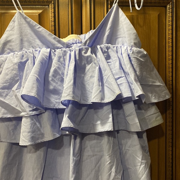 NWOT ZARA Trafaluc Collection Blue Ruffle Blouse / Dress Size Small - Picture 2 of 7